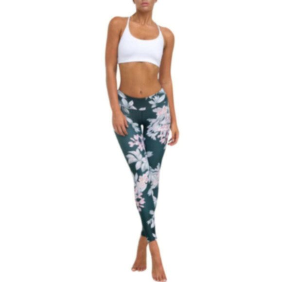 Green leggings with flower design - Picture 4 of 7